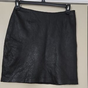 INC International Concepts Petite Black Leather Mini Skirt Size 12P